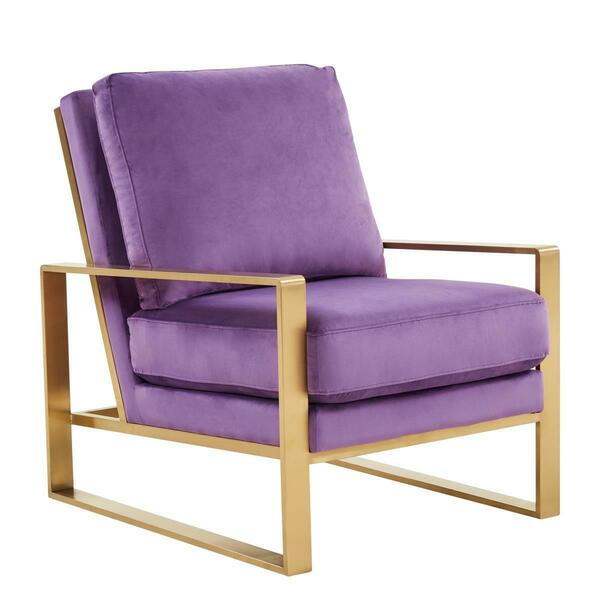Kd Americana Jefferson Velvet Design Accent Armchair with Gold Frame, Purple KD3034451